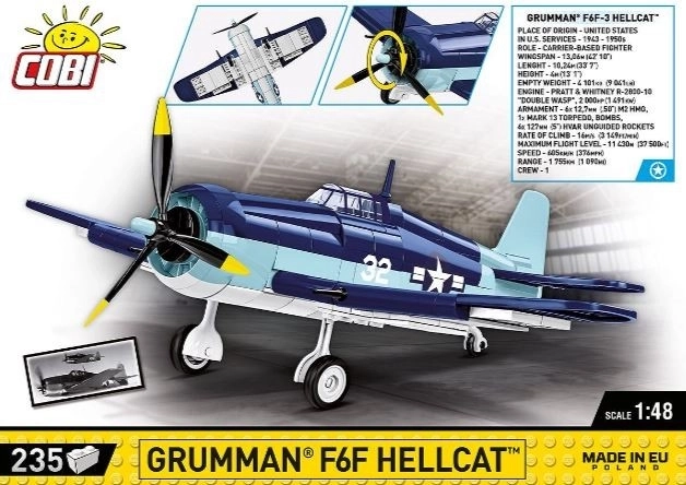 Set de construcție Grumman F6F Hellcat cu 235 de piese