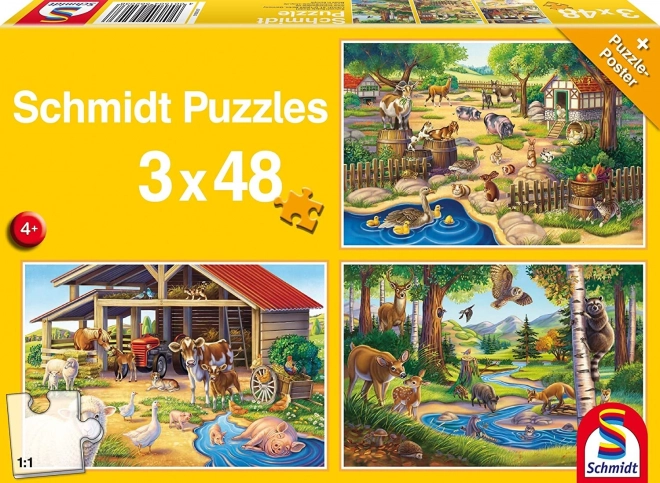 Puzzle Schimdt animalele mele preferate 3x48 piese