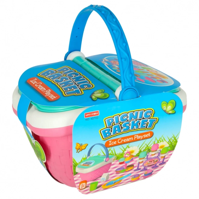 Coș de picnic cu deserturi