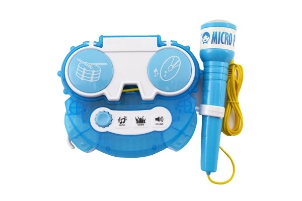Microfon karaoke albastru cu lumini