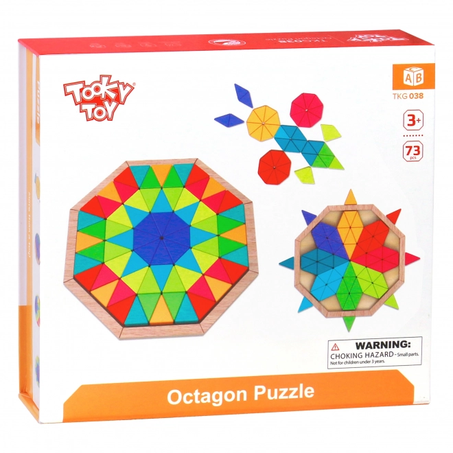 Puzzle octogonale din lemn mozaic educațional 73 piese