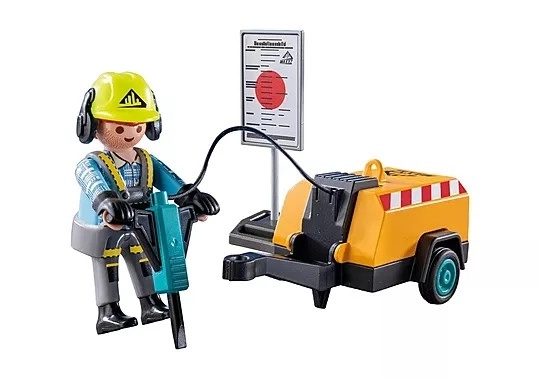 Set figurine lucrător în construcții cu ciocan pneumatic