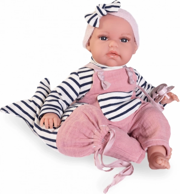 Păpușa realistă bebeluș Antonio Juan Toneta cu sunete și corp moale textil - 34 cm