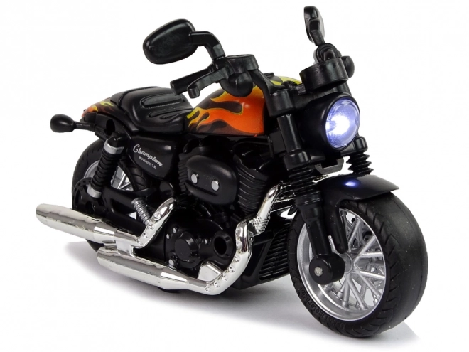 Motocicleta Champion neagră 1:14 cu funcții sonore și luminoase