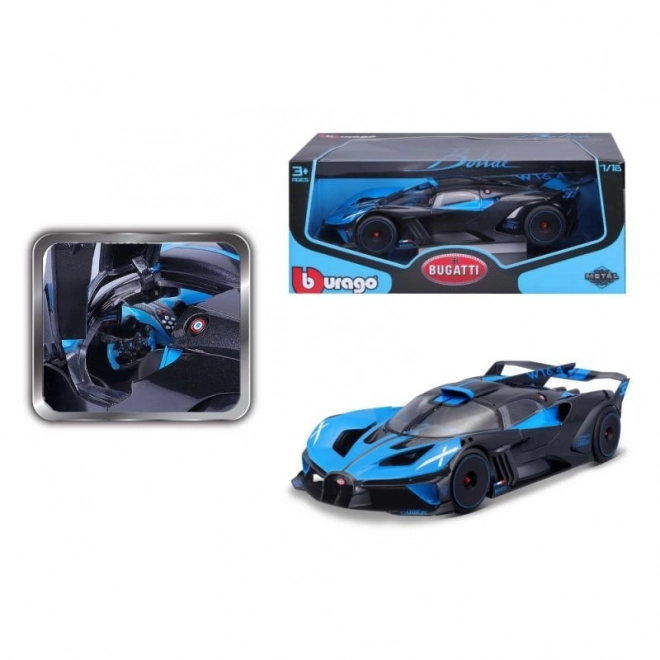 mașinuță Bburago Bugatti Bolide scară 1:18 albastră/neagră