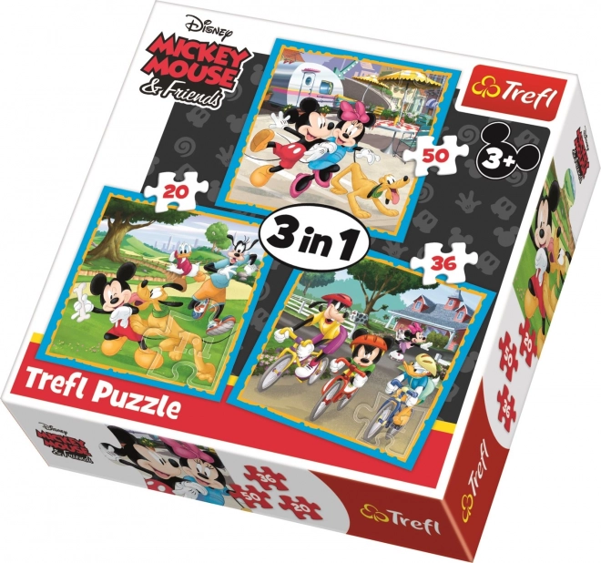 Puzzle Mickey Mouse și prietenii 3 în 1