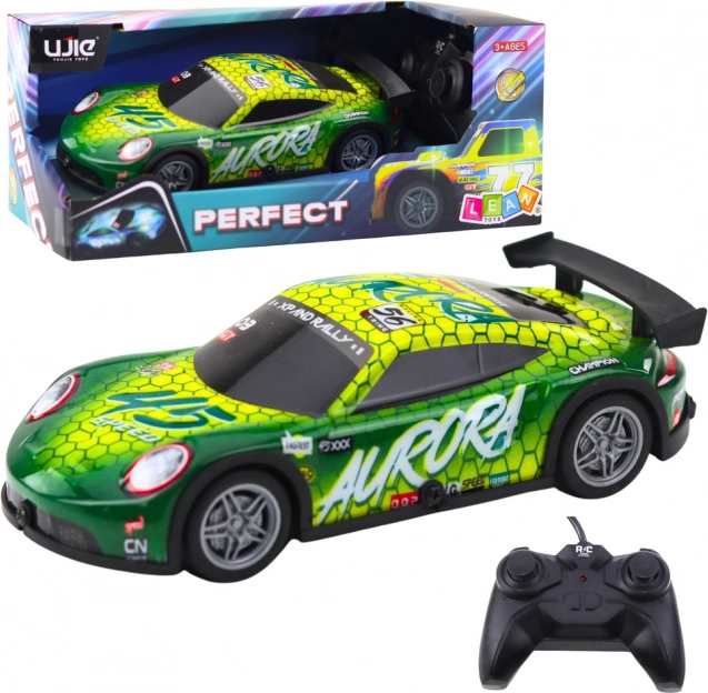 Mașină RC de curse cu caroserie luminată, verde