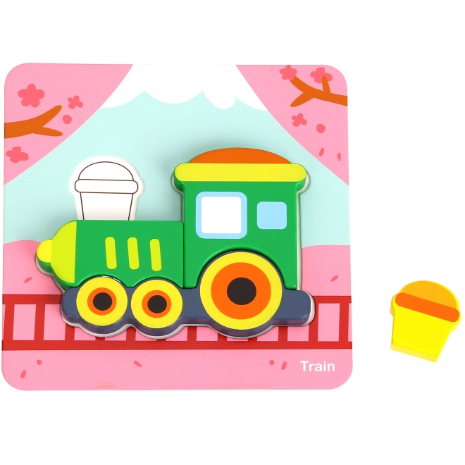 Puzzle din lemn pentru vehicule Woopie Montessori FSC