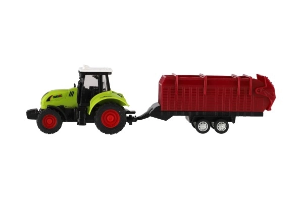 Tractor cu remorcă din plastic 24cm cu fricțiune