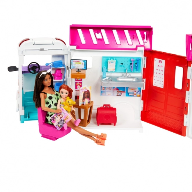 Set de joacă Barbie Ambulanță și Clinică 2 în 1