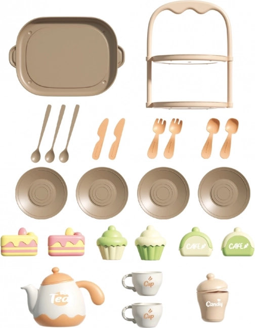 Set de ceai și desert din lemn Woopie 25 piese