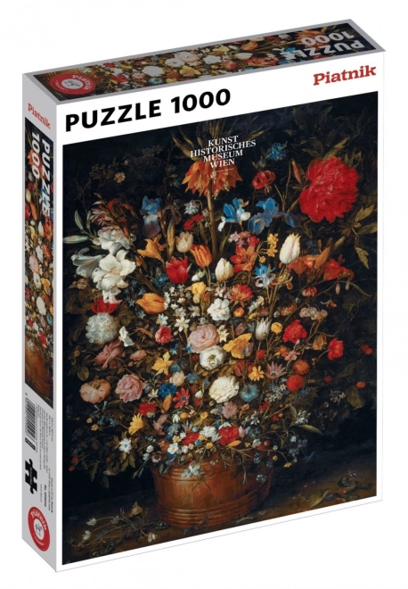 Puzzle flori în vază de lemn