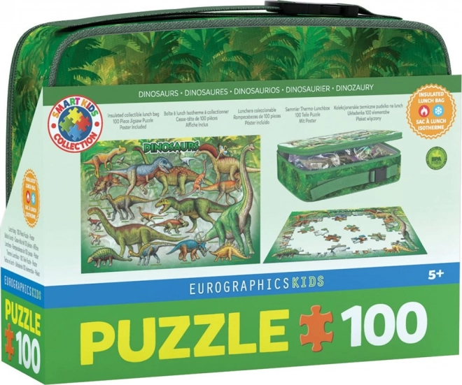 Puzzle Eurographics Dinosauri în cutie termoizolantă 100 piese