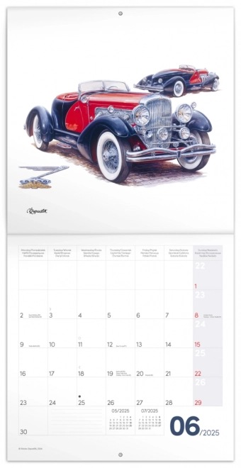 Calendar de birou cu mașini clasice de Václav Zapadlīk 2025
