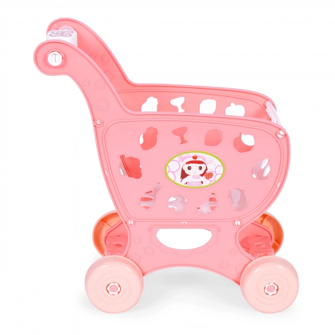 Cărucior roz pentru cumpărături pentru copii cu accesorii bucătărie