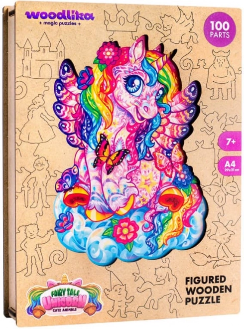Puzzle din lemn colorate - Unicorn de basm