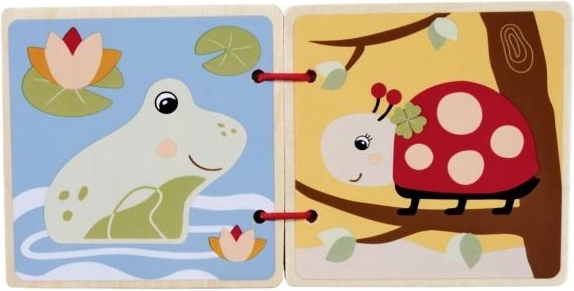 Cărticică de imagini din lemn pentru copii, 8 pagini, 8 × 8 cm