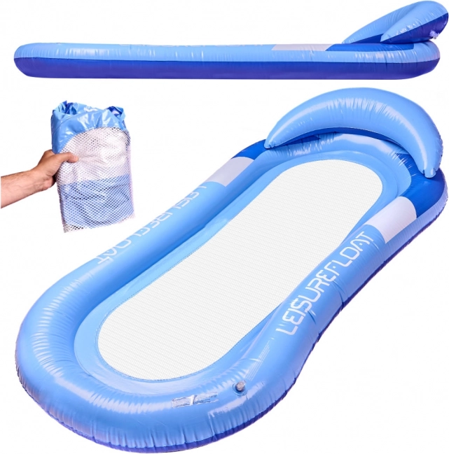 Saltea gonflabilă pentru piscină cu tetieră - albastră