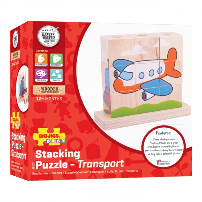 Puzzle din lemn Bigjigs Baby Vehicule
