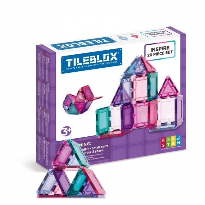 Klocki magnetice Tileblox set pastelat cu 20 de piese