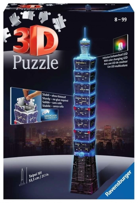 Puzzle 3D cu lumini Taipei 101 - Ediția de Noapte