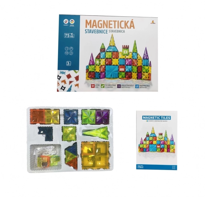 Set constructie magnetic pentru copii - 75 de piese
