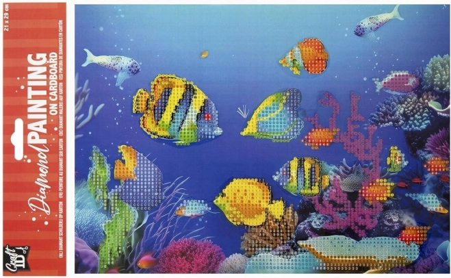 Pictură cu diamante pe placă Peștișori 29 × 21 cm