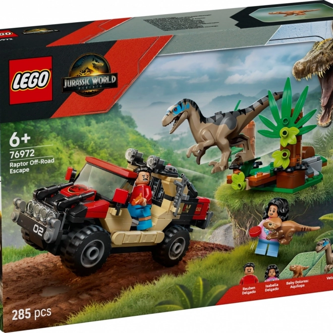 Set de construcție LEGO Jurassic World: Evadare cu mașina de teren de velociraptor
