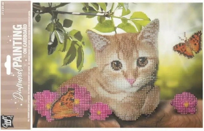 Pictură cu diamante pe placă Pisicuță 29 × 21 cm
