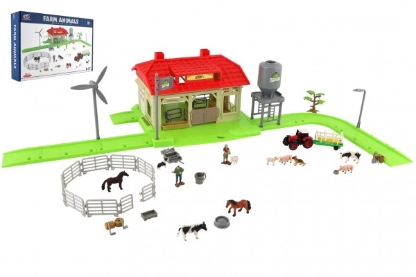 Set fermă de animale cu tractor din plastic cu accesorii