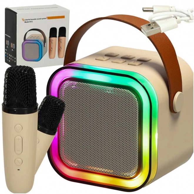 Set karaoke cu 2 microfoane și difuzor portabil Bluetooth USB LED