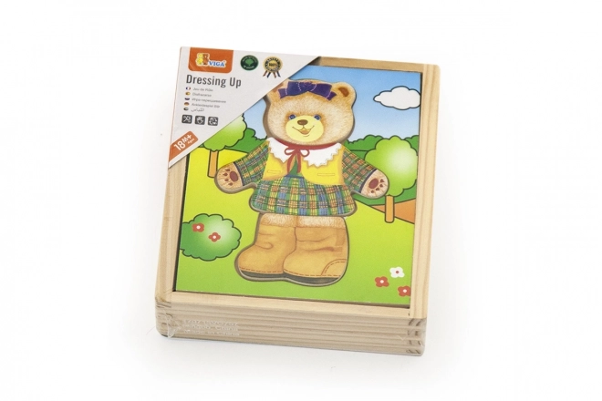 Puzzle din lemn cu ursuleț drăguț pentru fete VIGA