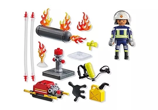Eroul de acțiune Playmobil - Pompier cu pompă de apă