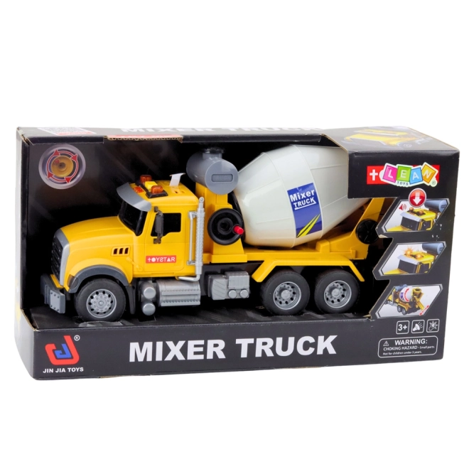 Camion galben cu mixer de beton cu lumini și sunete