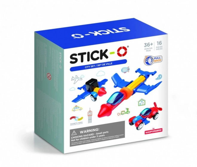Set magnetic Sick-o pentru oraș, 16 piese