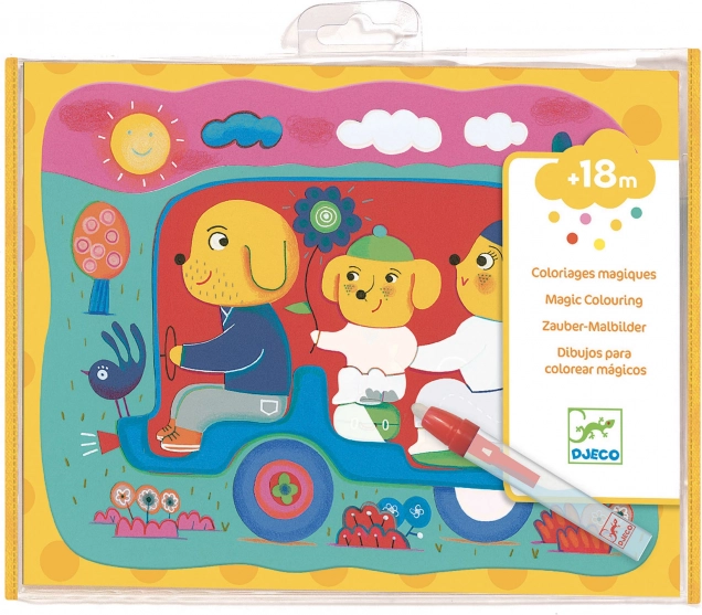 DJECO Carte de colorat cu apă Familia pe drum