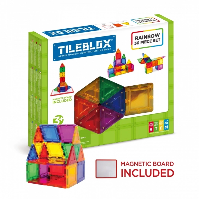 Klocki magnetice Tileblox set curcubeu cu tablă magnetică