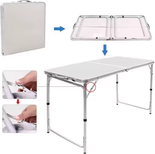 Set de camping pliabil cu masă și 4 scaune, gri