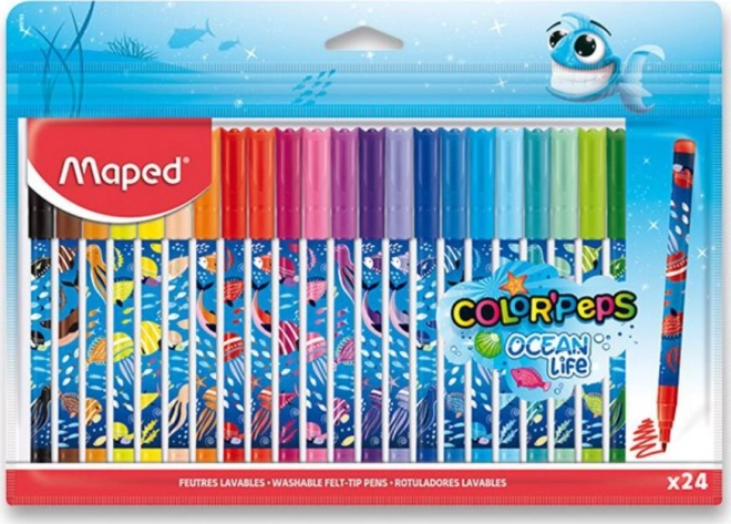 Set carioci decorate Maped Color'Peps Ocean Life 24 bucăți