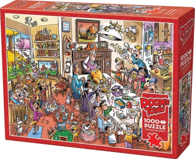 Puzzle DoodleTown: Ziua Recunoștinței Fericite 1000 Piese