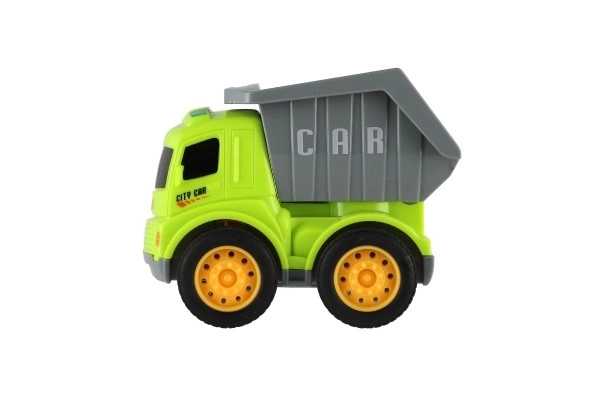 Camion de construcții din plastic cu mecanism de inerție 9cm