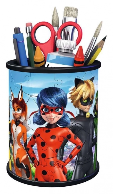 Puzzle 3D Ravensburger suport pentru stilouri Ladybug și Chat Noir