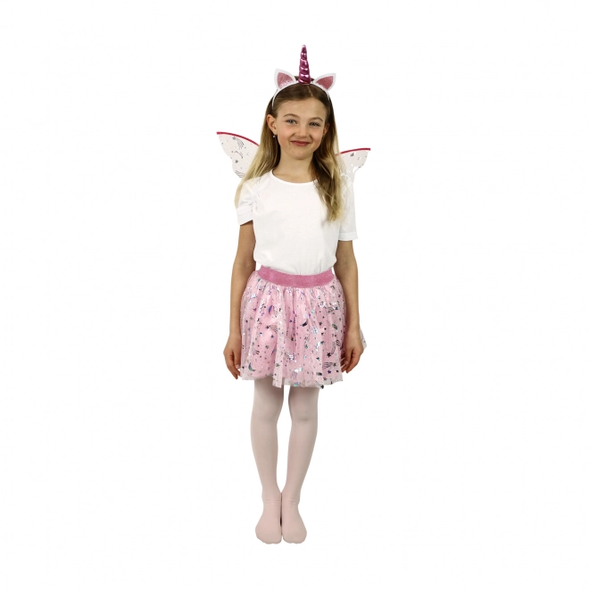 Costum tutu fetițe Unicorn cu coroană și aripi