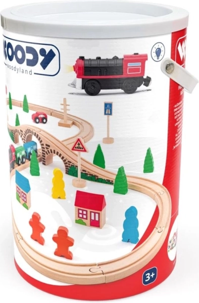 Woody Circuit feroviar în formă de opt cu locomotivă electrică