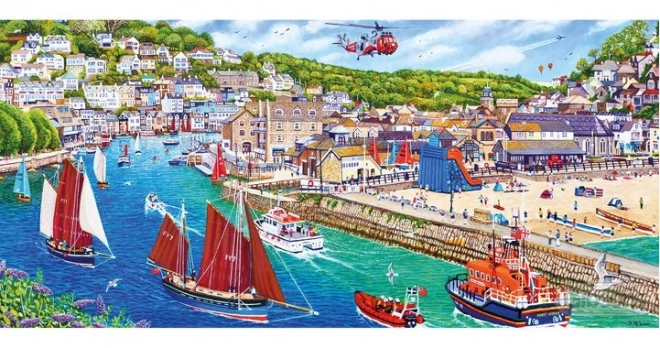 puzzle panoramică portul Looe, Cornwall 636 piese