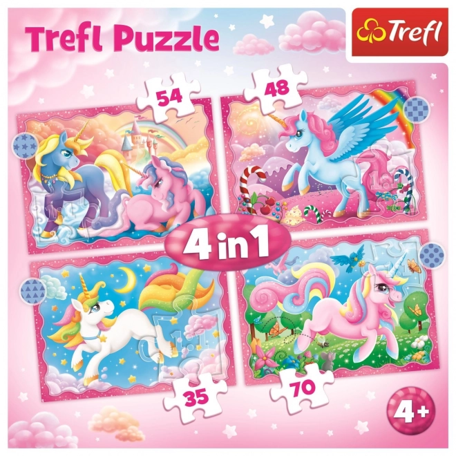 Puzzle 4-în-1 Unicorn și magie