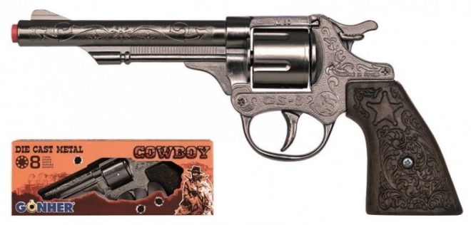 Pistol cowboy metalic cu 8 cartușe