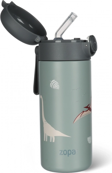 Termos pentru lichide cu pai și suport din silicon 350 ml, Dino