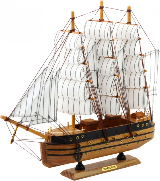 Model decorativ de velier istoric cu trei catarge alb 39x36cm