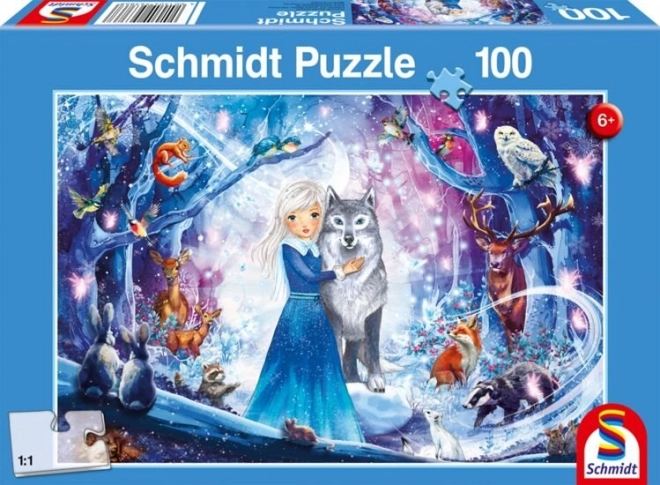 Puzzle cu Prințesă în Pădure Înzăpezită - 100 Piese